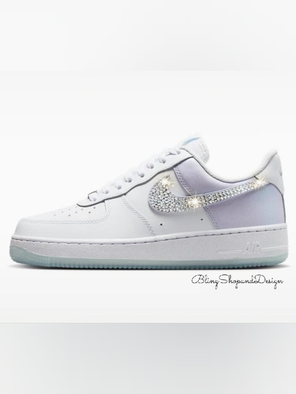 New Women's Bling Nike Air Force 1 07 Shoes Customized with Swarovski Crystals
